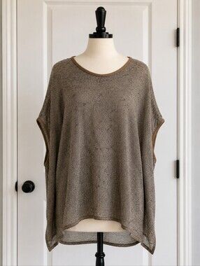 Basically Me One Size Split Sleeve Poncho Tunic Oversized Boho Top